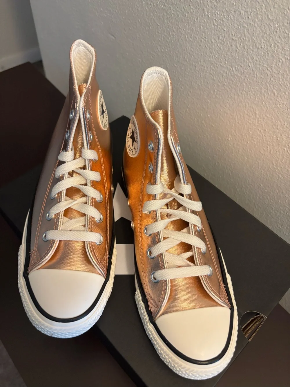 CONVERSE YOUTH All Star Metallic Rose Gold High Top Lace-Up Sneaker